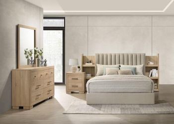 Modern Bedroom Set Light Wood Finish