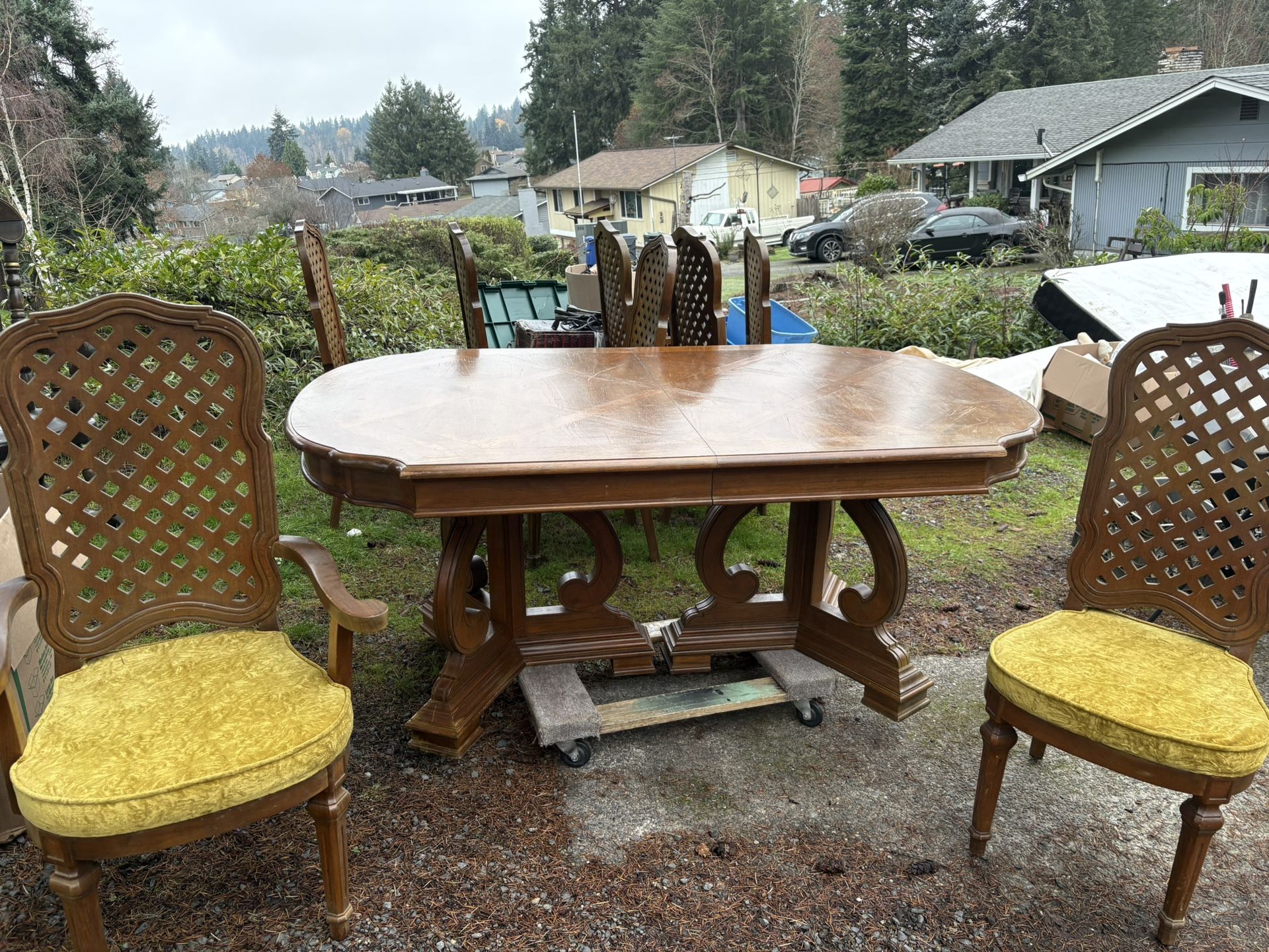 Vintage 8 Person Dining Room Table 