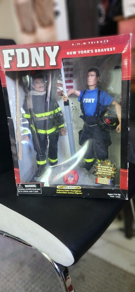 FDNY Official Collectible Fire Fighter Action Figures With Sturdy Base