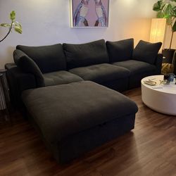 Large 3 Seat Couch With Storage Ottoman 