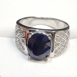 Silver Saphire Ring Size 9