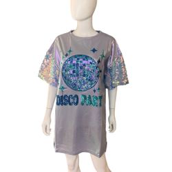Fantastic Fawn Disco Party Oversized Tunic Dress Sz Medium 