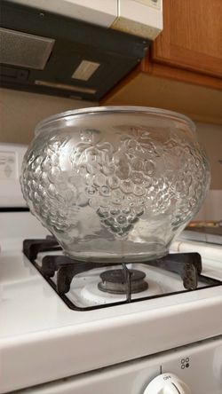 Clear Glass Bowl with Embossed Grape Design