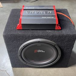 Crunch GP-1000.2 1000W Amp + 10” Cerwin Vega Subwoofer w/ Box – Complete Bass Setup