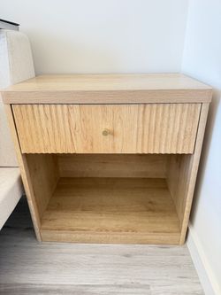 Modern Natural Wood Nightstands – Set of 2