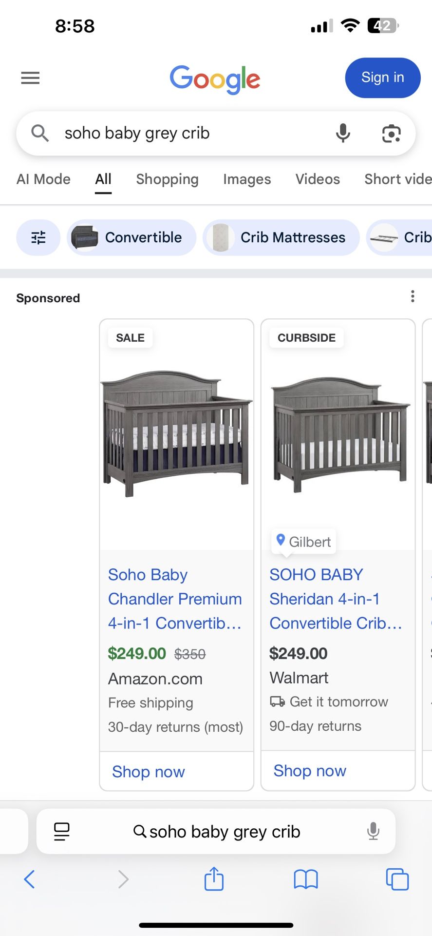 Crib W Mattress 100$ New 250 