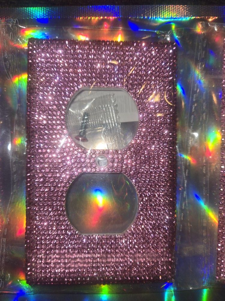 Pink Rhinestone Wall Plate Outlet Cover