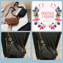 Black Belt Bag W/Chain & Adjustable Belt