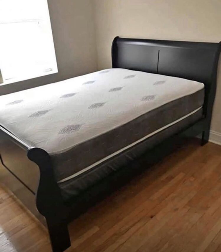 Black Queen Bed Frame with Mattress Set!! Brand New Can Deliver