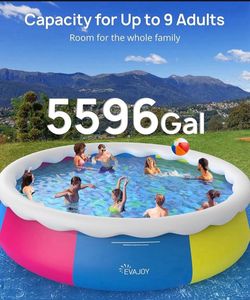 EVAJOY Inflatable Top Ring Swimming Pools 18ft*48in Round Pool
