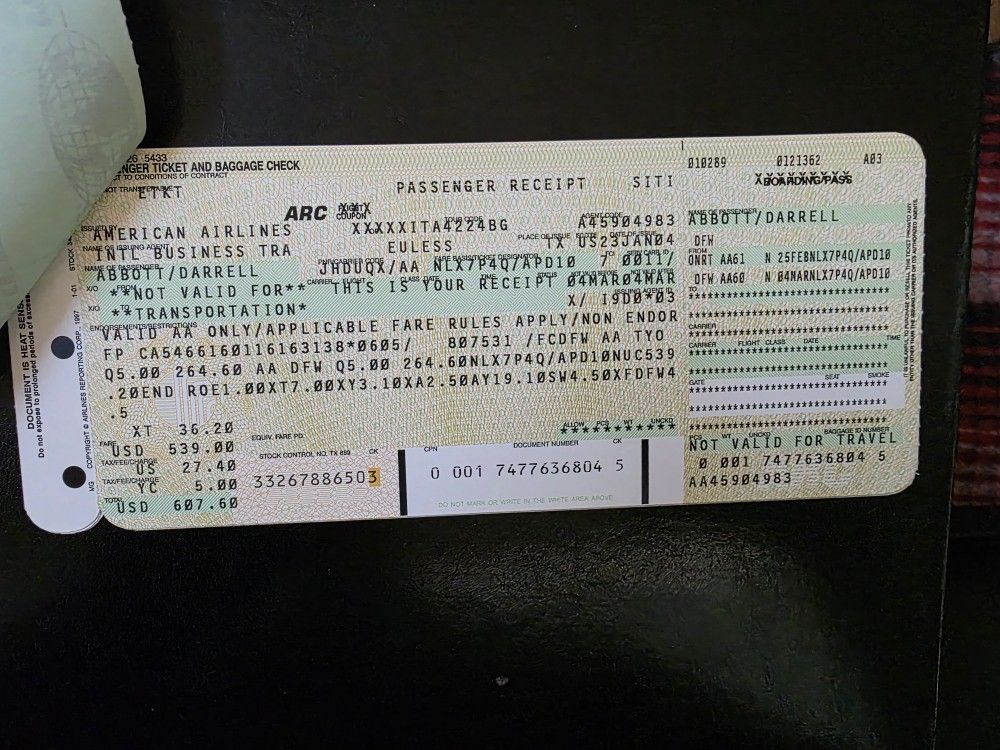 PANTERA DARRELL ABBOTT DIMEBAG TRAVEL TICKETS