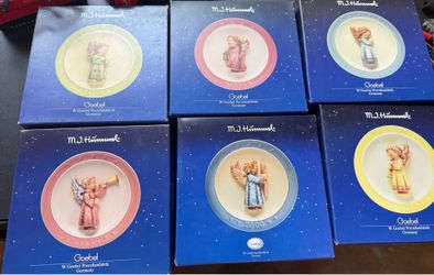 M.J. Hummel Annual Angel Plates Collection (1995–2000) w/ COAs & Original Boxes