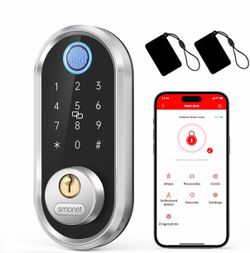 Smart Deadbolt, Fingerprint Electronic Deadbolt Door Lock With Keypad-Bluetooth Keyless Entry Front Door Digital Keypad App Control, Ekeys Sharing, Ap