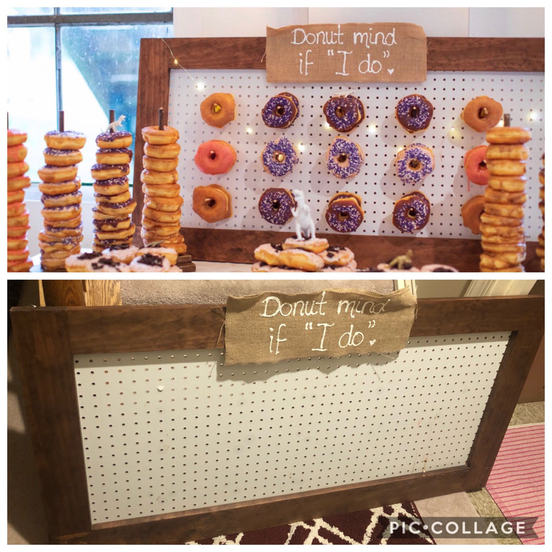Wedding party donut display board pegboard