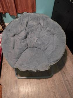 Gray Plush Foldable Saucer Moon Chair