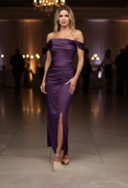 PURPLE Popilush Womens Shapewear Maxi Dress Multi Way Wear Off The Shoulder Bodycon Long Cocktail Formal DresS