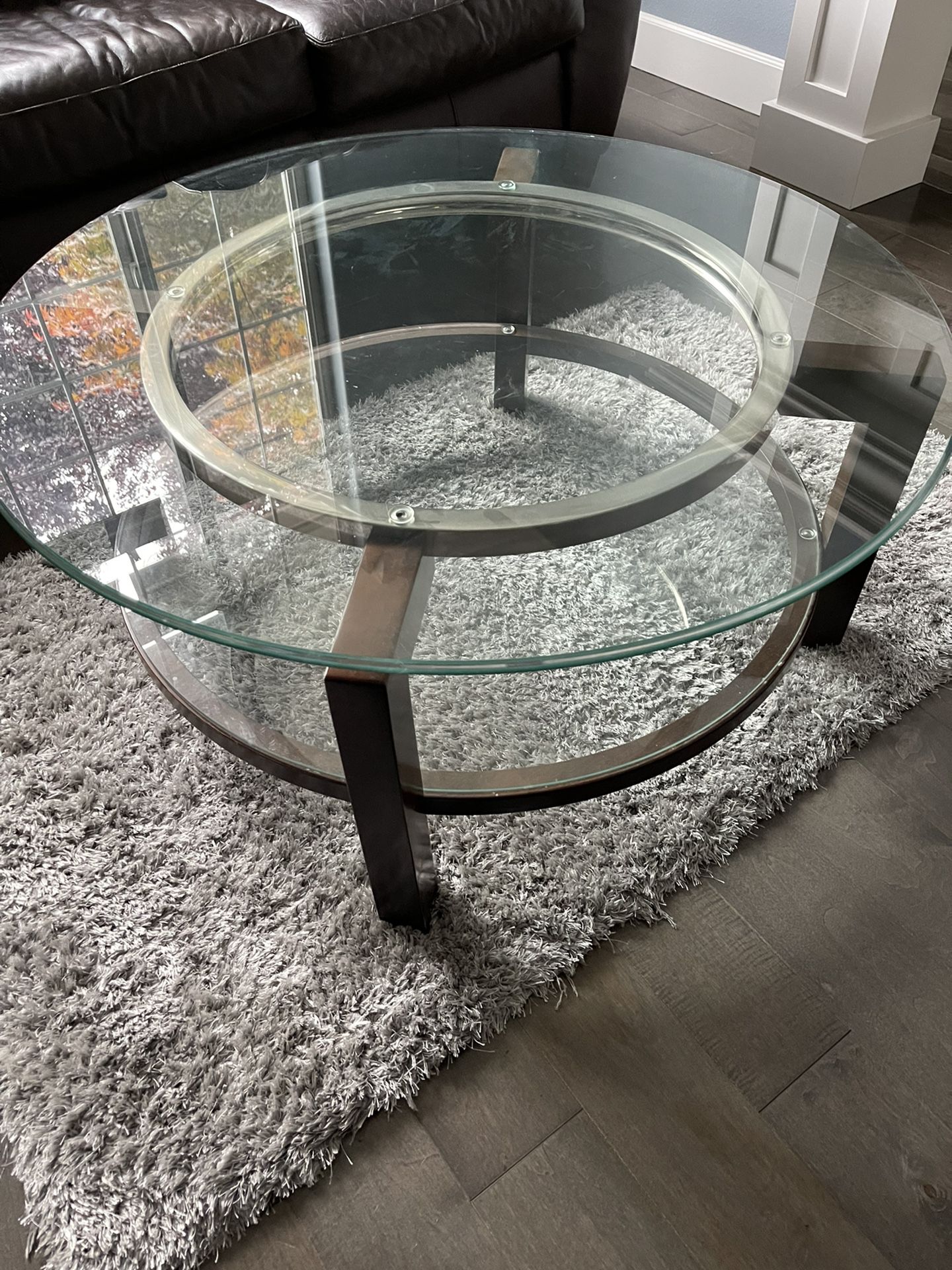 38” Round Glass Coffee Table 