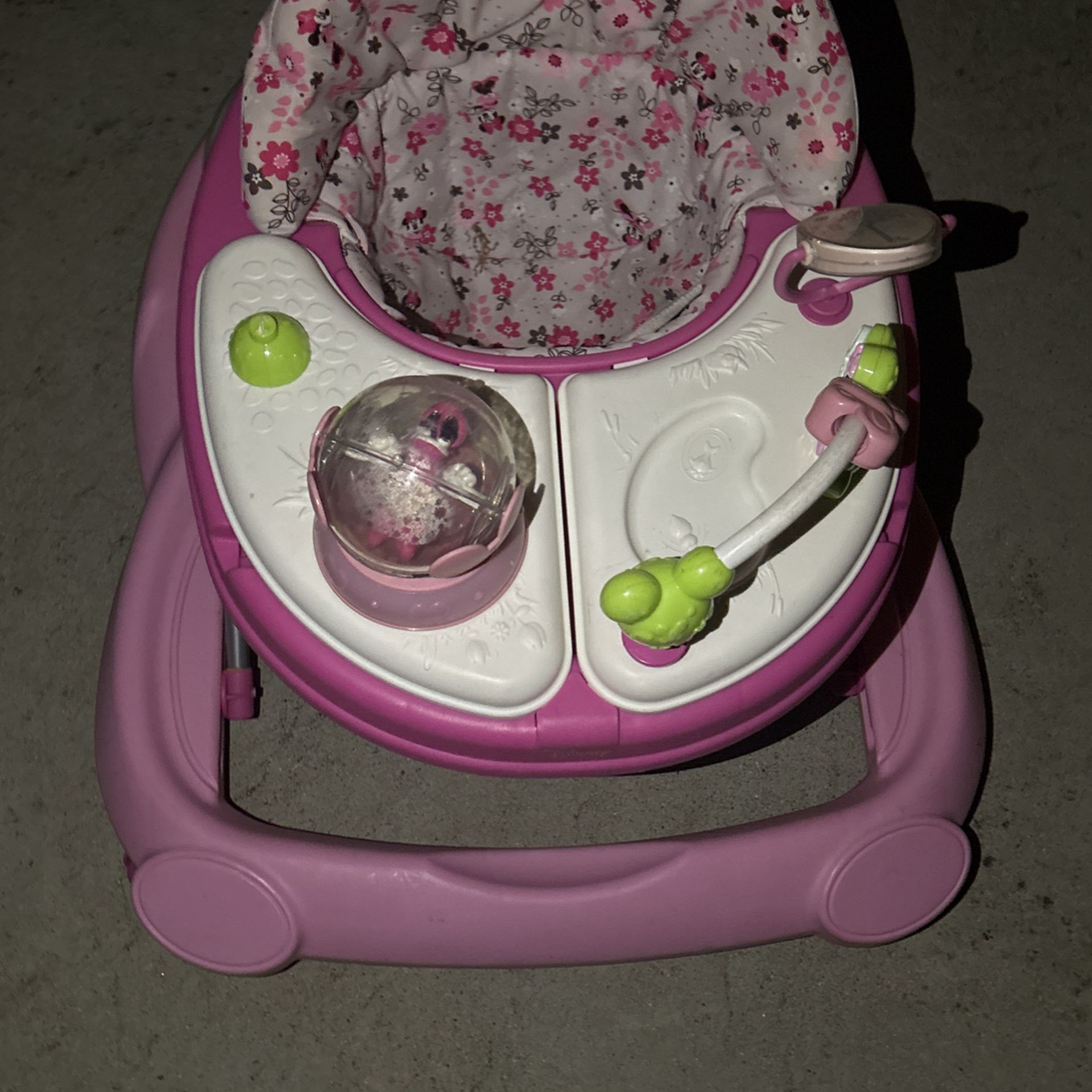Pink, Minnie, Mouse, Baby Baby Walker With Three Toys