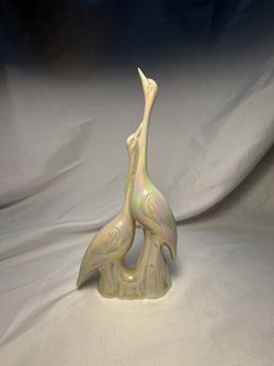 Vtg Lady Angela Italy Porcelain Crane Figurine Pair, MCM