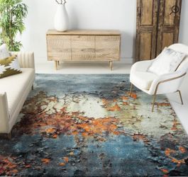 Area Rug Rust & Blue