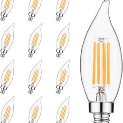 Sigalux E12 LED Candelabra Bulb 60 Watt Equivalent, Dimmable Chandelier Light Bulbs 2700K Soft White, CA10 Candle Bulbs for Chandelier, 5W, 450LM, 12 