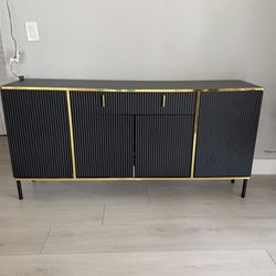 Modern Sideboard Console Table, Kitchen Storage Cabinet W/ Drawers And 4 Doors