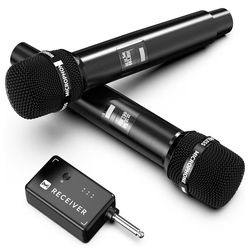 Wireless Microphones, Wireless Microphone with One-to-One Chip Connection, Less latency, 200FT Range, 40H Rechargeable Battery,Plug and Play, Ergonomi