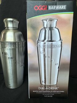 Oggi Dial-A-Drink Stainless Steel Cocktail Shaker 34 oz