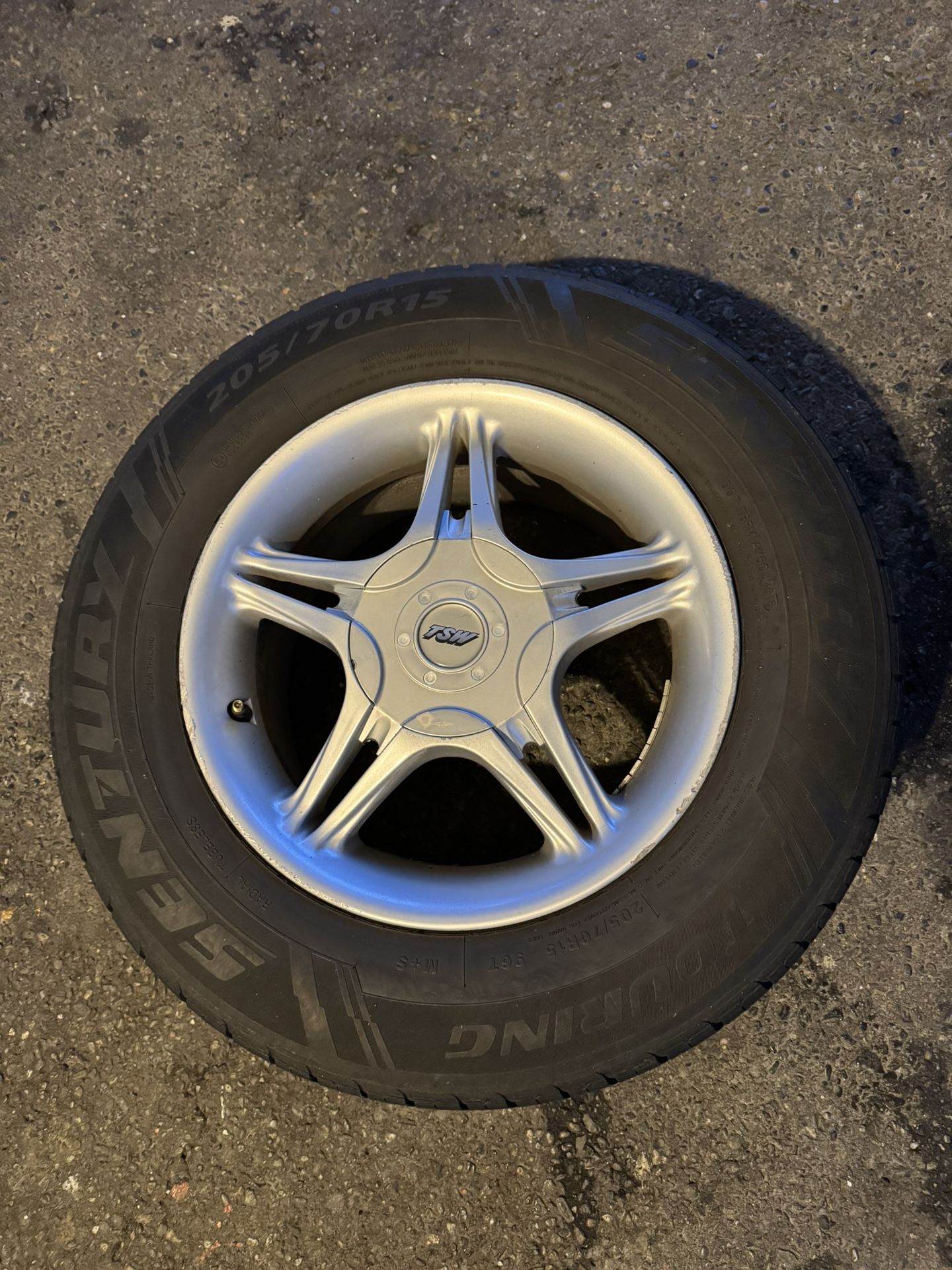 tsw 205/70/15 70% tread Only have 1 center cap some rash Came off my honda crv