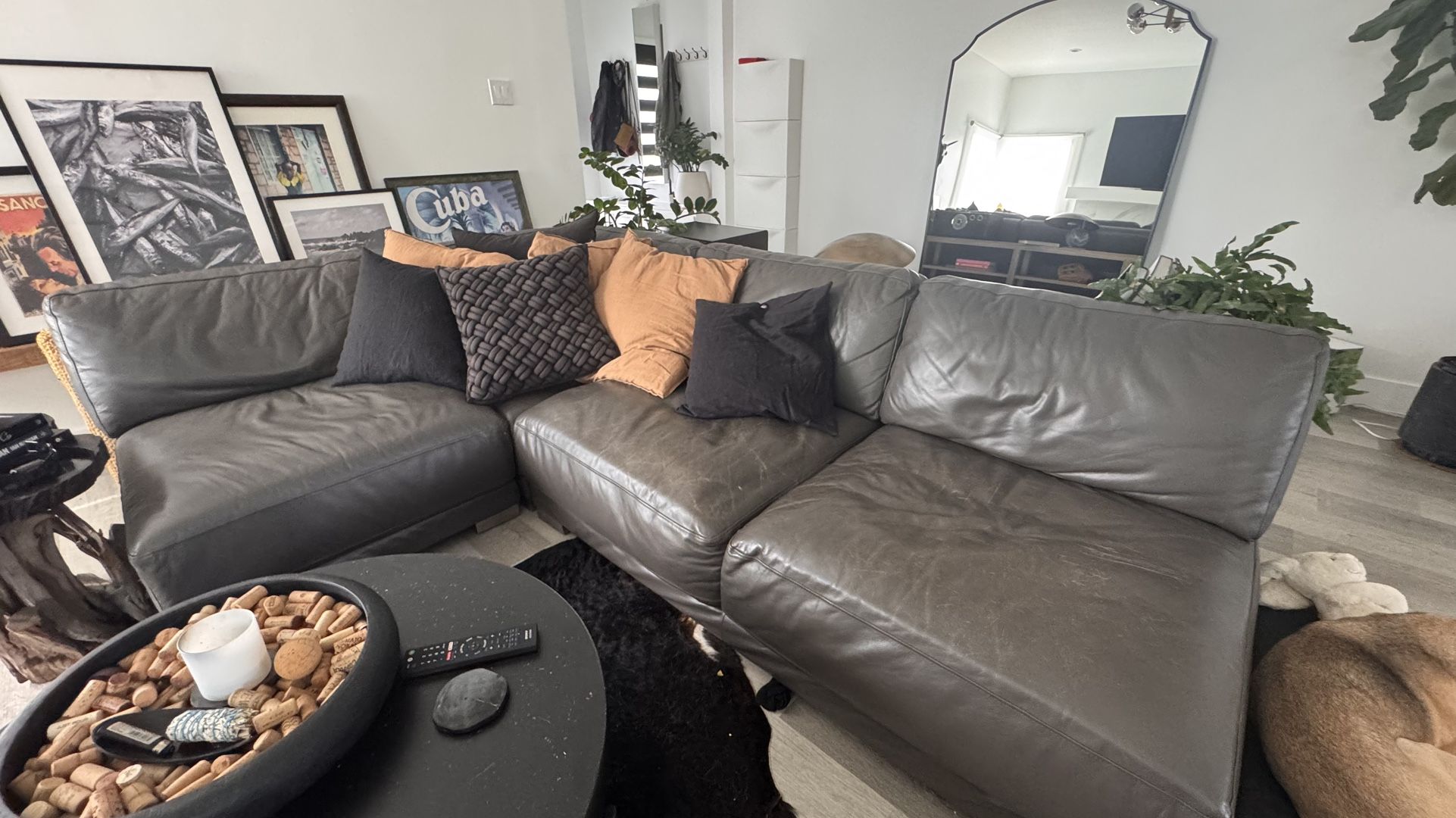 CB2 modular leather couch