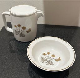 Royal Copenhagen cereal bowl and milk pitcher