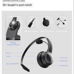 Wireless Headset for Computer, Bluetooth Headset with Noise Cancelling Microphone for PC, 35H Lightweight USB Headset with Mute Button, Suitable for R