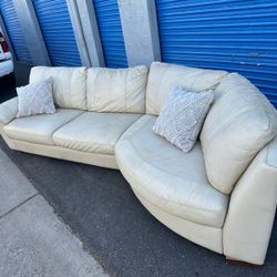 Leather Sectional Couch White,  🛋 