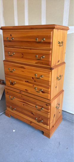 Tall Pine Wood Chest of Drawers