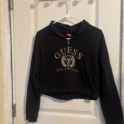 Guess black cropped quarter zip sweatshirt Size M #loungewear #streetwear