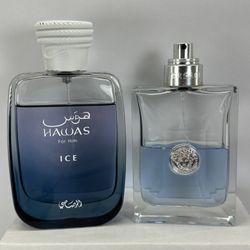 Hawas Ice & Versace Pour Homme Mens Cologne Summer Fragrances Lot of 2