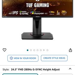 🔍 ASUS TUF Gaming Monitor 24.5" | Full HD 1080P | Ultra-Fast 280Hz | G-SYNC | 1ms Response | HDR400 | Eye Care Tech | HDMI/DP Ports | Sleek Black 🎮