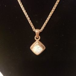 Vintage Fire Opal Pendant Goldplated 10k  Over Sterling Silver 18" F10 