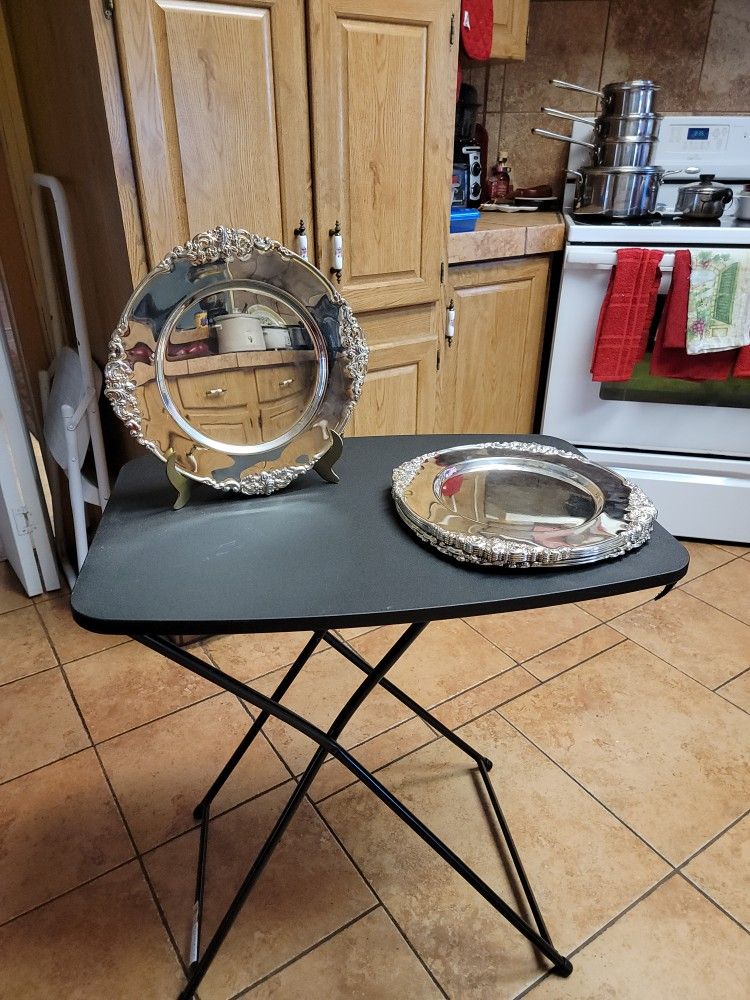 Set Of 8  Silver Platters