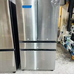 Samsung Bespoke Standard-Depth Beverage Center 29-cu ft 4 -Door 36-in Wide Smart Compatible French Door Refrigerator with Dual Ice Maker