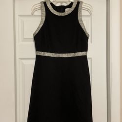 Brand New Amanda Uprichard Black w/Silver & Gold Trim Dress - Size Medium