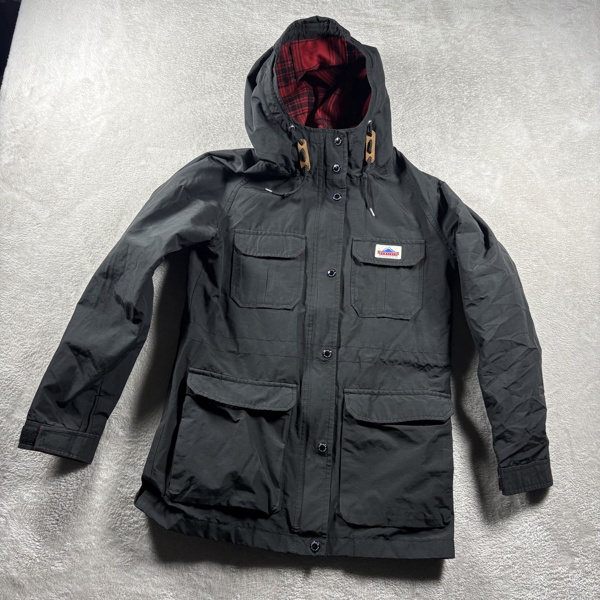 Penfield 60/40 Mountain Hooded Parka Jacket Men’s Size Small Black Flannel Lined