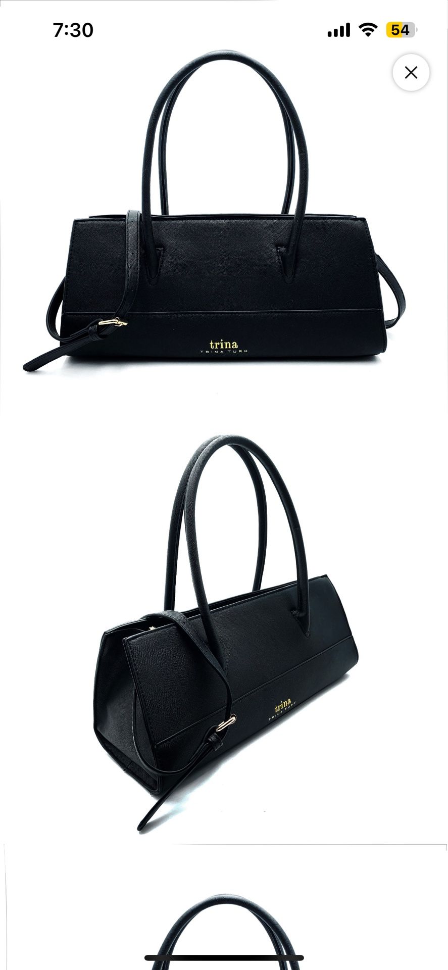 Trina Turk Black Satchel with Shoulder Strap, new in packaging