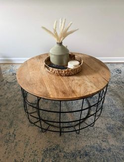 Wooden round coffee table