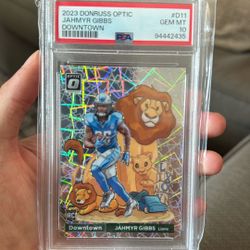 2023 Panini Donruss Optic Jahmyr Gibbs Downtown Rookie PSA 10