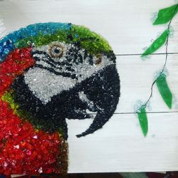 Large Parrot Done On Wood
