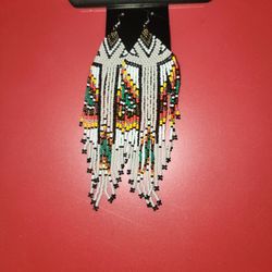 Handmade Seedling Glass Earrings, Indian Pattern 