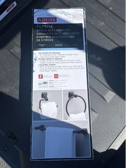 Delta Flynn 3 piece Bathroom set - Toilet paper holder, towel rack, towel hanger