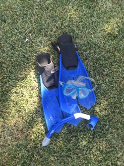 Long Fins, Swim Mask And Snorkel
