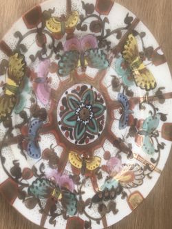 Antique Hand Painted butterflies trimmed in gold and Signed in Chinese scrolls